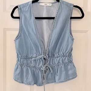 Mango Denim Blue Sleeveless Blouse